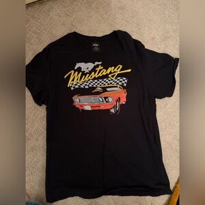 Ford Mustang Vintage Black T-Shirt with Red Car Graphic